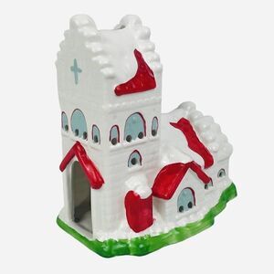 RARE Vintage 1960s Dutch Ceramic Church Christmas Holiday Handmade Hand Painted